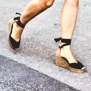 Castaner Chiara Espadrille Wedges Black and Tan with Jute Heel